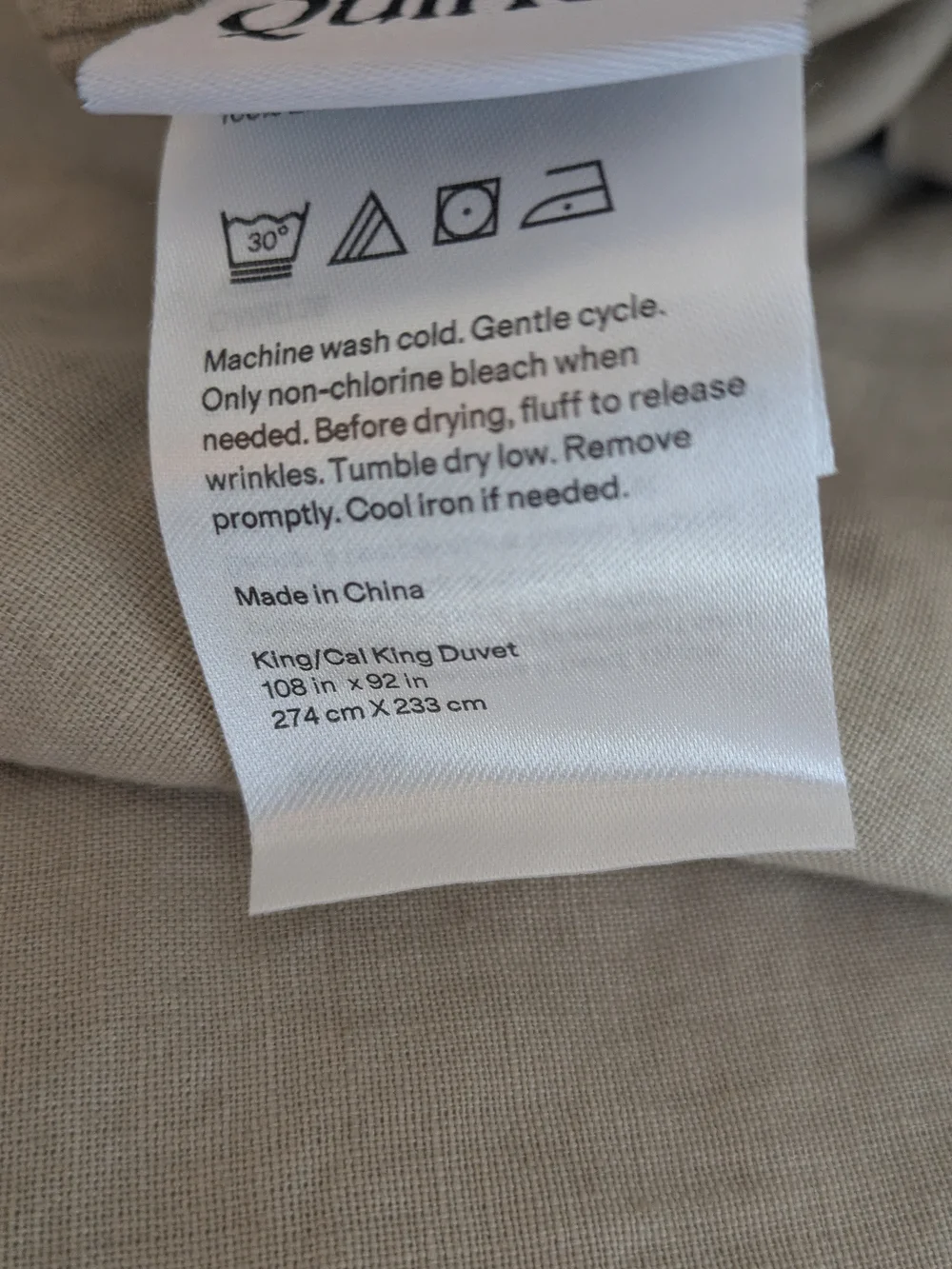 Quince European Linen Double Flange Duvet Set With Shams King Cal King Sand